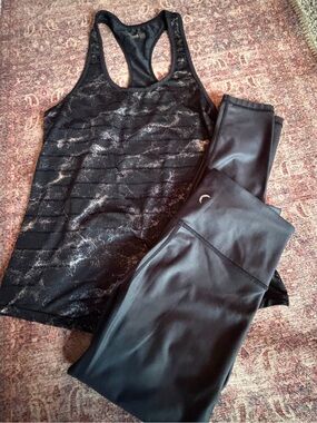 ZYIA set! Black Racerback Workout Tank (m) & metallic leggings (s 4)